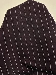 SHEIN PETITE 女款條紋不對稱下擺襯衫與寬鬆長褲套裝 - 咖啡棕 - 查看 8