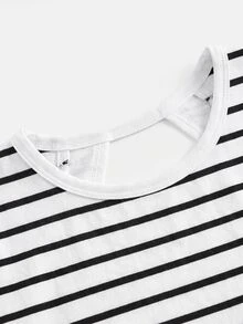 SHEIN Tween女孩休閒日常上學針織條紋無袖上衣 - 彩色 - 查看 4