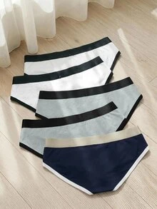 SHEIN 男士條紋對比色三角內褲 5件組 - 彩色 - 查看 2
