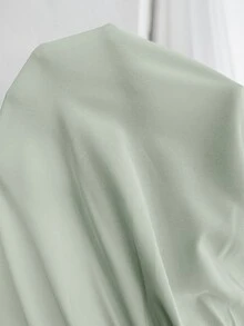 SHEIN Maternity Solid Color Long Sleeve Button Half-Placket Casual Shirt Fall - Green - View 7