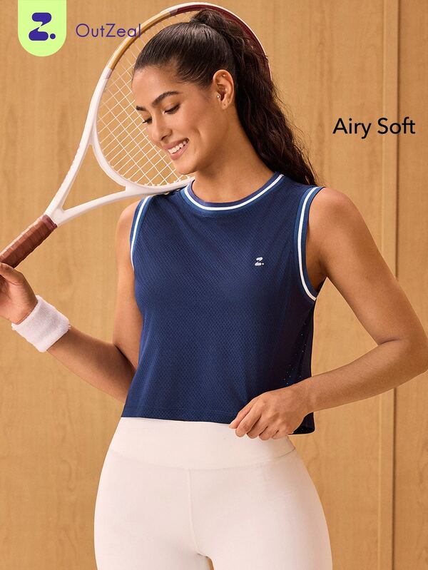 OutZeal Women Sports Tank Gym Tennis Running Breathable Mesh Non-Sleeve T-Shirt