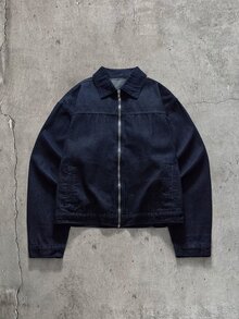 AXEPEAK Men's High Street Washed Blue Zipper Front Denim Jacket And Denim Jeans Casual Set - Navy Blue - View 12