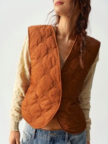 Bohemela Jaket Rompi Wanita Ukuran Besar Motif Bunga Jacquard dengan Bagian Depan Terbuka - MultiWarna - View 7