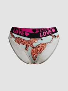 Chillnights Young Colorblock Leopard Plaid Sun Print Letter Webbing 2pcs/Set Women's Triangle Panties - Multicolor - View 7