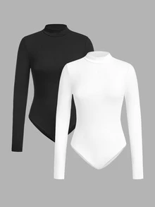 Solflare Jumpsuit Lengan Panjang 2 Potong Warna Polos Minimalis Serbaguna Ukuran Plus untuk Liburan - MultiWarna - View 3
