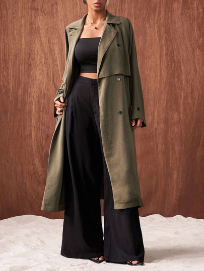 Zivah Mantel Trench Panjang Wanita Model Baru Musim Panas/Gugur, Kasual, Elegan, Modis, Warna Hijau Zaitun, Kerah Longgar, Lengan Panjang, Cocok untuk Pakaian Sehari-hari, Jalan-jalan, Liburan, Pantai, Pesta, Hari Raya, Pakaian Bandara, Pakaian Makan Siang, Gaya Bohemian, Belanja, Pakaian Kerja Wanita, Wisuda, Konser Musik Country, Kembali ke Sekolah