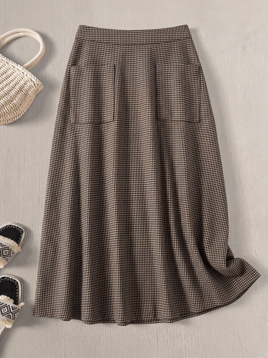 Rusticease Vintage Fashion Pocket Midi Skirt For Middle-Aged And Elderly Women - Brown - View 1