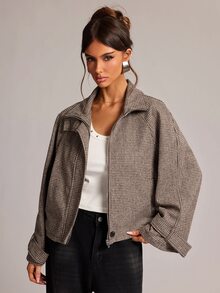 SHEIN BAE 女款秋季時尚格紋夾克 - 彩色 - 查看 4