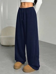 SHEIN Tween Girl Casual Versatile Solid Color Sweatpants - Royal Blue - View 6