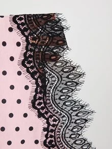 MaterniWear 孕婦波點印花蕾絲拼接T恤 - 粉色 - 查看 6