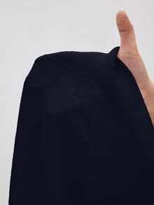 BizChic 海軍藍女款針織毛衣 春季 Polo 領翻領 菱格紋編織鉤針長袖 優雅簡約休閒 早午餐約會日常穿搭 - 藏蓝色 - 查看 9