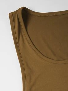 Manfinity Dauomo Men's Solid Color Round Neck Casual Versatile Tank Top - Camel - View 4