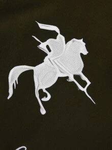 STYNVO 男士夏季休閒字母印花 Polo 衫 - 咖啡棕 - 查看 4