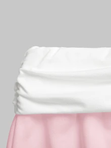 SHEIN 青少年女孩針織粉色抽褶腰寬鬆休閒運動長褲 - 粉色 - 查看 4
