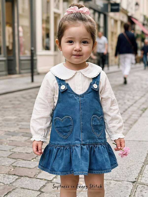 Cozy Pixies Baby Girl New Blue Cute Ruffle Hem Adjustable Denim Overall Dress