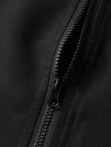 PAVTROS 男士黑白拼色拼接翻領拉鍊寬鬆落肩年輕街頭休閒短袖襯衫 - 黑與白 - 查看 4