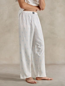 EverLounge Printed Horse Pattern Comfortable Soft Long Pants Men's Loungewear Bottoms - Blue and White - View 6