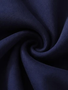SHEIN 女童學院風 Polo 領兩件套，海軍藍撞色翻領 V 領長袖上衣 + 高腰寬腿褲，經典臘腸狗卡通圖案印花休閒套裝，寬鬆舒適，春夏秋冬百搭運動風，適合日常上學與外出 - 藏蓝色 - 查看 7