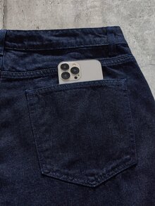 AXEPEAK Men's High Street Washed Blue Zipper Front Denim Jacket And Denim Jeans Casual Set - Navy Blue - View 11
