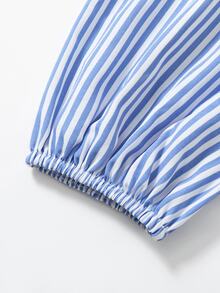 Rusticease Plus Size Women's Blue And White Pleated Casual Elegant Tropical Vacation Party Brunch Formal Dress Fall Country Clothing 2026 - Blue and White - View 10