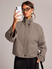SHEIN BAE 女款秋季時尚格紋夾克 - 彩色 - 查看 1