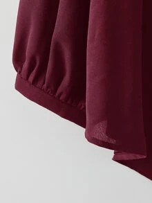 SHEIN Essnce 大尺碼秋季休閒純色襯衫與長褲兩件套 - 酒紅色 - 查看 8