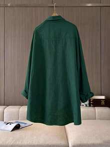 Franclia Plus Size Casual Simple Versatile Fashion Comfortable Shirt Fall - Dark Green - View 2