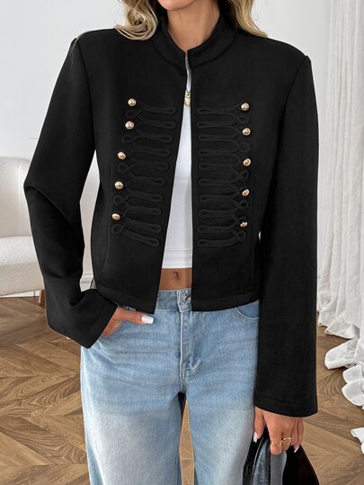SHEIN LUNE Women's Casual Autumn/Winter Commute Daily Basic Fashion Long Sleeve Regular Jacket