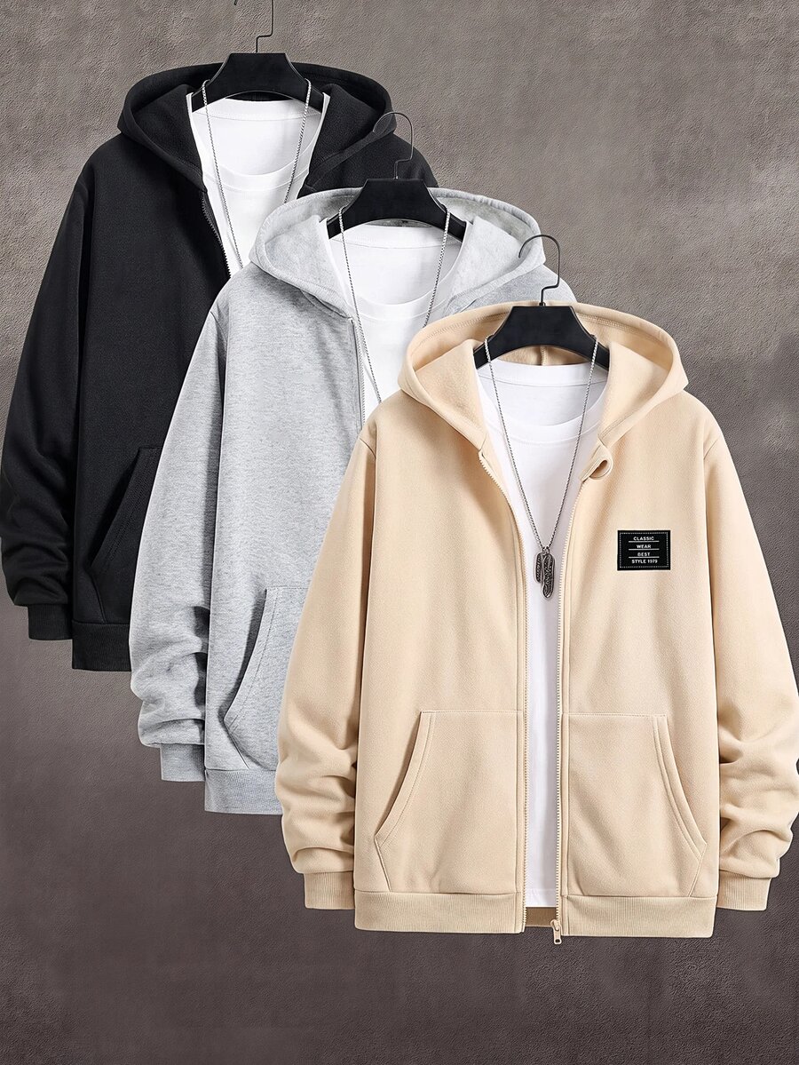 SHEIN 3件組,買一送一,兒童男孩女孩休閒連帽衛衣,長袖基本款 - 彩色 - 查看 1