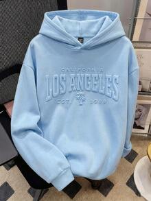 Daypath Blue Knit Standard Size Men's Loose Drop Shoulder Thick Hoodie - Blue - View 1