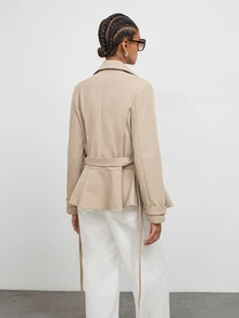 Maija Jaket Trench Coat Wanita Kasual Musim Gugur Model Kancing Ganda dengan Sabuk - Khaki - View 3