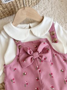 LMoss Kids 女嬰可愛秋冬蝴蝶結長袖連身衣 - 彩色 - 查看 4