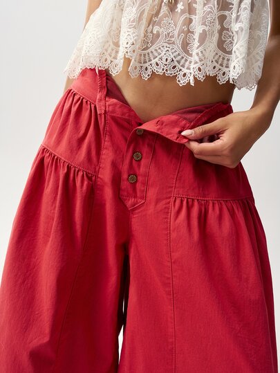 Bohemela Casual Solid Color Woven Loose Washed Women's Long Pants