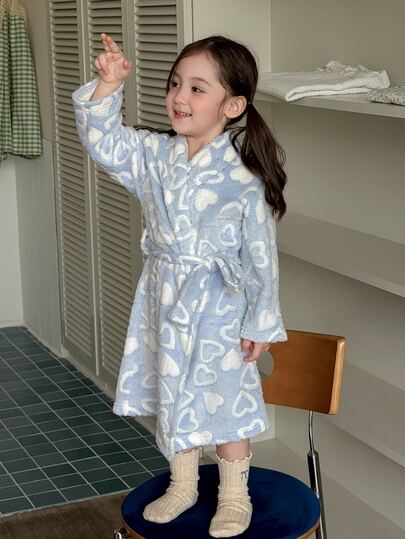 DAZY Baby Girl Cute Winter Comfortable Long Sleeve Loungewear Robe