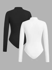 Solflare Jumpsuit Lengan Panjang 2 Potong Warna Polos Minimalis Serbaguna Ukuran Plus untuk Liburan - MultiWarna - View 4