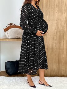 SHEIN فستان حمل بنقاط بولكا كاجوال يومي صيفي للسفر - الأسود - مشاهدة 6