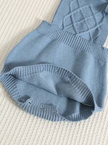 SHEIN Set Baju Terusan dan Topi Bayi Laki-laki Warna Polos Serbaguna dan Nyaman (2 potong) - Biru - View 10