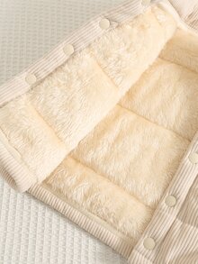 SHEIN 男嬰刺繡字母拼接小立領無袖加厚背心，百搭舒適，秋冬款 - 藍色 - 查看 6