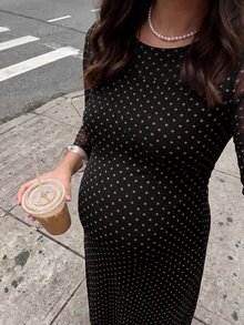 MaterniWear 孕婦波點休閒日常夏季旅行洋裝 - 黑色 - 查看 2