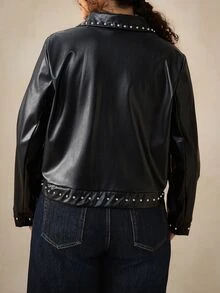 Nubod PU Fabric Bubble Design Plus Size Jacket Winter - Black - View 4