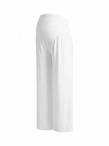 Modmama Maternity Solid Color Adjustable Waist Wide Leg Loose Long Pants - Multicolor - View 10