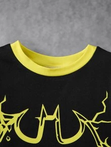 BATMAN X SHEIN Baby Boy Crew Neck Long Sleeve Casual Jumpsuit - Multicolor - View 3