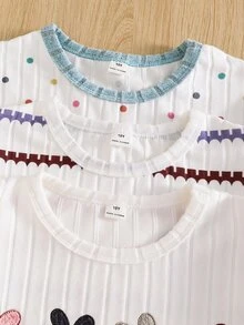 SHEIN 青少年女孩秋季休閒長袖T恤與修身長褲套裝 - 彩色 - 查看 5