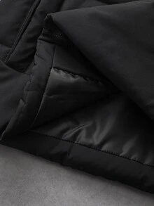 PAVTROS Men's Letter Print Casual Versatile Winter Padded Coat, Puffer - Black - View 3