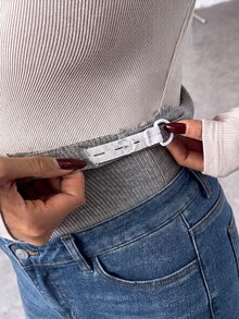 SHEIN 孕婦可調腰圍休閒保暖內裡喇叭褲牛仔褲 - 藍色 - 查看 5