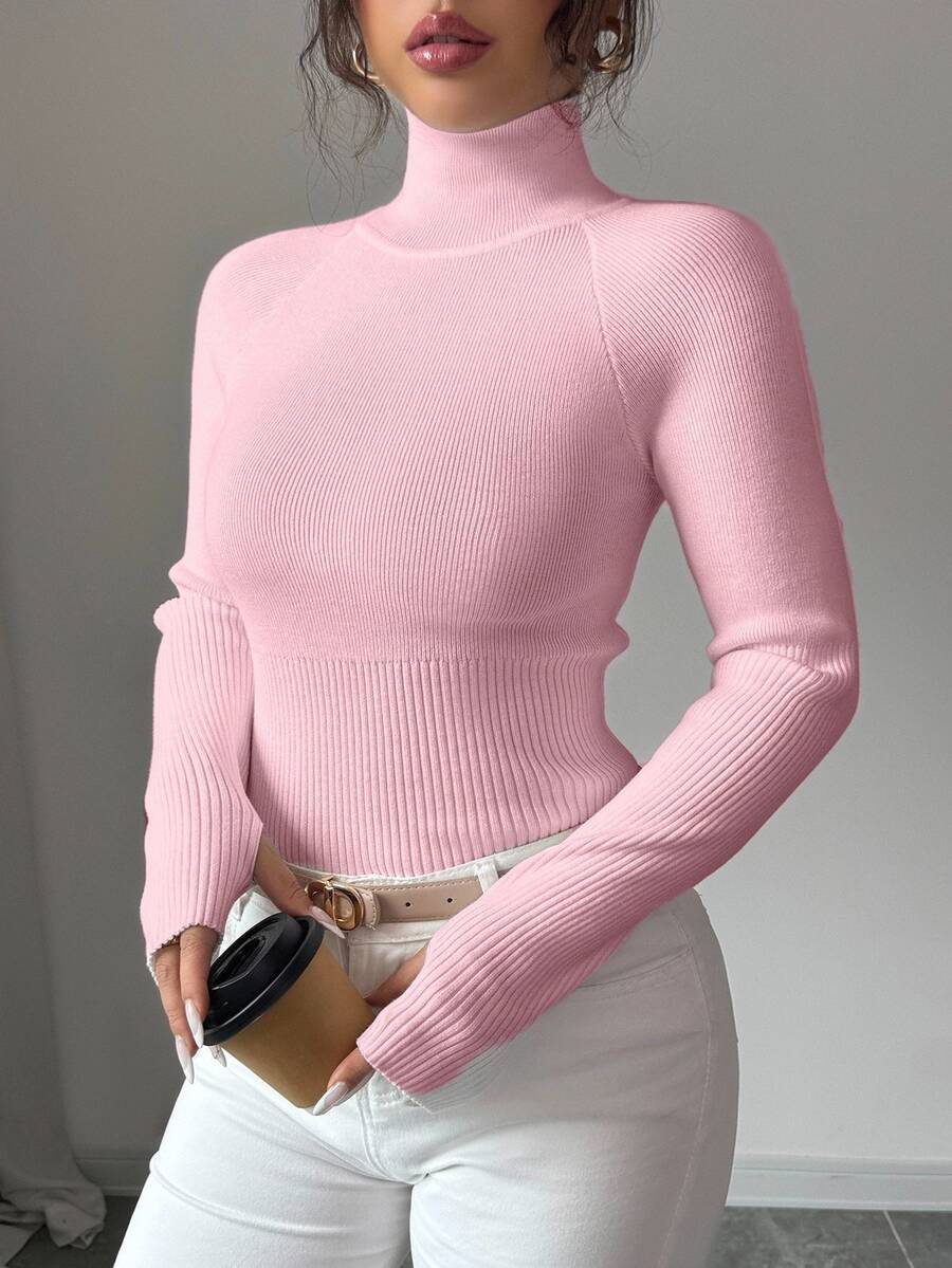 SHEIN Raffinéa Y2K Elegant Outdoor Knitted Pullover Sweater For Travel, Commute, Holiday And Daily Wear - Pink - View 1