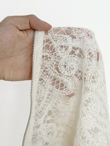 Maweii Plus Size Women's Casual Commute Elegant Hollow Lace Long Sleeve Jacket, Autumn Fall - Apricot - View 8