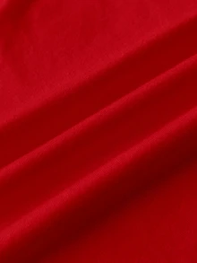 SHEIN 青少年女孩白色針織設計長袖T恤，時尚百搭休閒上衣 - 紅色 - 查看 8