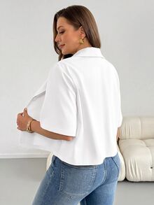 Shapeblank Plus Size Minimalist Versatile Button Blazer Business - White - View 2