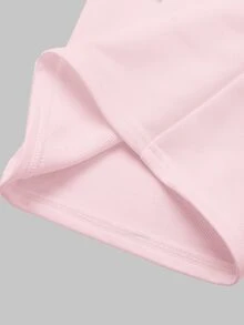 SHEIN 青少年女孩針織粉色抽褶腰寬鬆休閒運動長褲 - 粉色 - 查看 5
